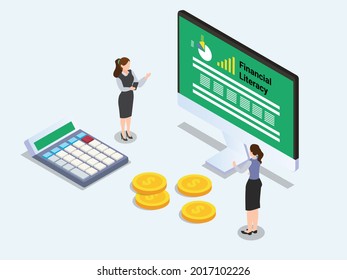 Finance lesson isometric 3d vector concept for banner, website, illustration, landing page, flyer, etc.