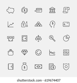 finance lin icons vector illustration flat design