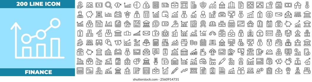 Finance Line Editable Icons set. Vector illustration in modern thin line style of Finance icons: Money, cash, bank, check, profit, payment, wallet, etc