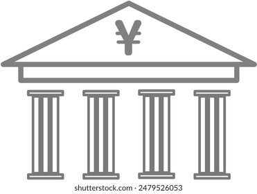 finance line icon, containing bank with dollar, rupiah, yen, and euro currency, global economy, coin, money, economic growth, money bag icons.