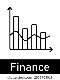 Ícone da linha financeira. Gráfico de linhas com tendência ascendente. Ideal para finanças, crescimento e análise de dados