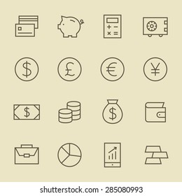 Finance line icon set