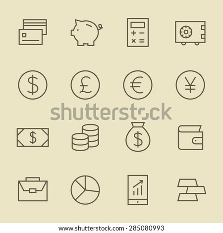 Finance line icon set