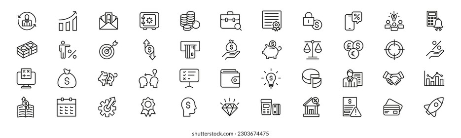 Symbol für die Finanzzeile. Lineares Symbol für das Bankwesen.