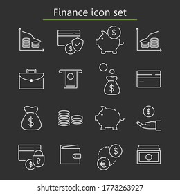 Juego de iconos de línea de finanzas, trazo editable.