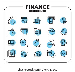 Finance line icon set for infographic or website
