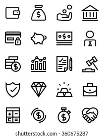 Finance line icon set. Pixel perfect fully editable vector icon suitable for websites, info graphics and print media.