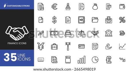  Finance Line Icons Customizable Stroke Business Pack