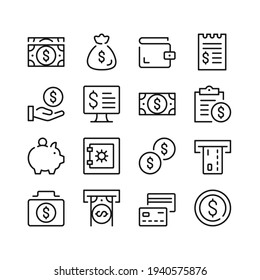 Finance line icons. Financial concepts. Simple linear symbols, modern outline elements. Vector line icons set