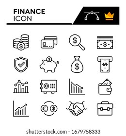 Finance Line Icons Set. Editable Stroke