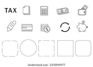 Finance line icons set of line frames vector illustration