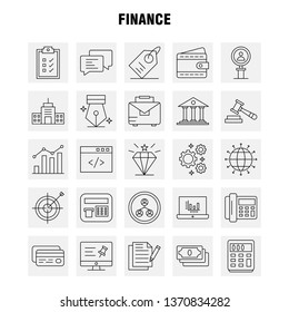 Finance Line Icons Set For Infographics, Mobile UX/UI Kit And Print Design. Include: Computer, Pin, Text, Finance, Search, Research, Finance, Man, Icon Set - Vector