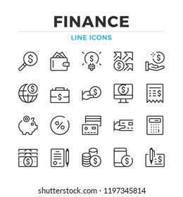 Finance line icons set. Modern outline elements, graphic design concepts, simple symbols collection. Vector line icons