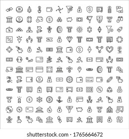 Finance line icons set. Stroke vector elements for trendy design. Simple pictograms for mobile concept and web apps. Vector line icons isolated on a white background. 