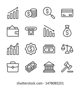 Finance line icons set vector illustration