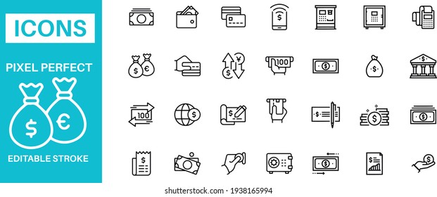 Diseño vectorial de iconos de línea de finanzas 