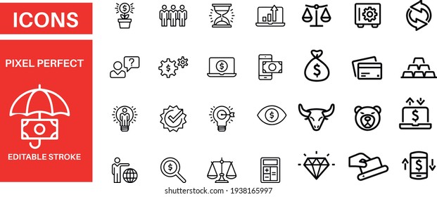 Finance line icons vector design 