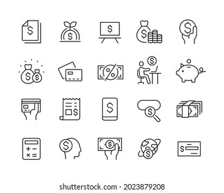 Finance Line Icons - Vector Line Icons. Editable Stroke. Vector Graphic