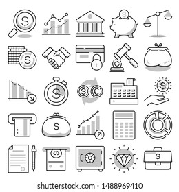 finance line vector icon set