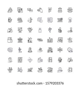 Finance linear icons, signs, symbols vector line illustration set