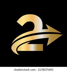 Finance logo with 2 Letter Concept. Marketing And Financial Business Logo. 2 Financial Logo Template with Marketing Growth Arrow