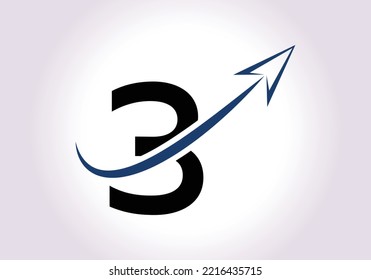 Finance Logo With 3 Letter Concept. Marketing And Financial Business Logo. Modern vector logo for Marketing Growth Arrow and company identity