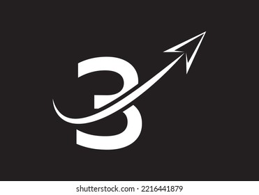 Logotipo Financiero Con Concepto De 3 Cartas. Logo De Marketing Y Negocios Financieros. Logo vectorial moderno para flecha de crecimiento de marketing e identidad de la empresa