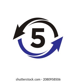 Finance logo with 5 letter concept. Marketing And Financial Business Logo. 5 Financial Logo Template with Marketing Growth Arrow