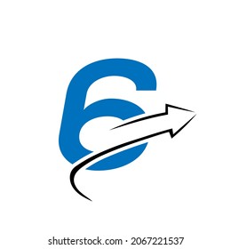 Finance Logo With 6 Letter Concept. Marketing And Financial Business Logo. 6 Financial Logo Template with Marketing Growth Arrow