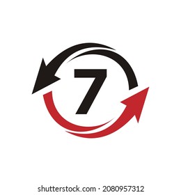 Logo de Finanzas con concepto de 7 letras. Logo De Marketing Y Negocios Financieros. 7 Plantilla de logotipo financiero con flecha de crecimiento del marketing