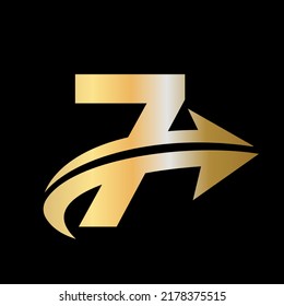 Finanzlogo mit 7-Buchstaben-Konzept. Logo für Marketing und Finanzunternehmen. 7 Vorlage für finanzielle Logos mit Marketingwachstumsbogen