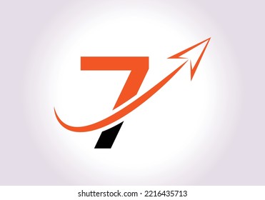 Logotipo Financiero Con Concepto De 7 Cartas. Logo De Marketing Y Negocios Financieros. Logo vectorial moderno para flecha de crecimiento de marketing e identidad de la empresa