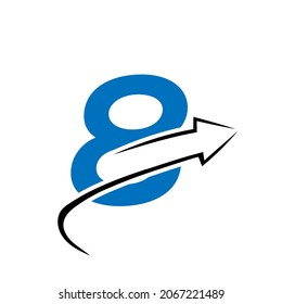 Finance Logo With 8 Letter Concept. Marketing And Financial Business Logo. 8 Financial Logo Template with Marketing Growth Arrow