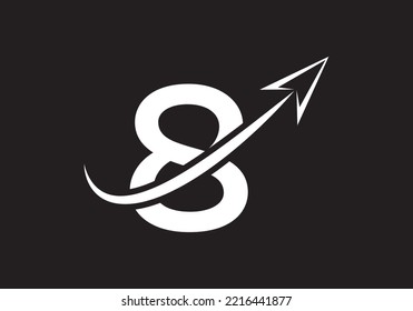 Finance Logo With 8 Letter Concept. Marketing And Financial Business Logo. Modern vector logo for Marketing Growth Arrow and company identity