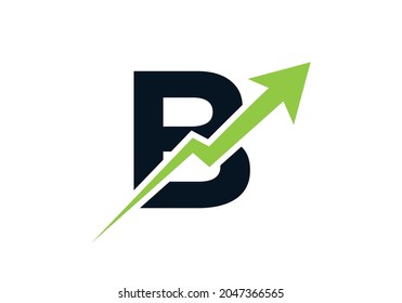 Finance logo with B letter concept. Marketing And Financial Business Logo. B Financial Logo Template with Marketing Growth Arrow