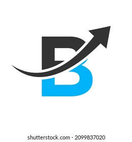 Finance Logo With B Letter Concept. Marketing And Financial Business Logo. Letter B Financial Logo Template With Marketing Growth Arrow