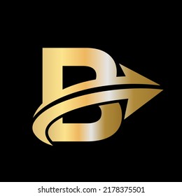 Finance logo with B Letter Concept. Marketing And Financial Business Logo. B Financial Logo Template with Marketing Growth Arrow