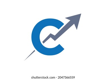 Finance logo with C letter concept. Marketing And Financial Business Logo. C Financial Logo Template with Marketing Growth Arrow