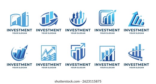 Finanz-Logo-Kollektion, Abstraktes Design-Konzept für das Branding mit blauer Farbe modern.