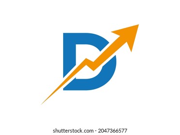 Finance logo with D letter concept. Marketing And Financial Business Logo. D Financial Logo Template with Marketing Growth Arrow