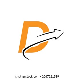 Finance Logo With D Letter Concept. Marketing And Financial Business Logo. D Financial Logo Template with Marketing Growth Arrow
