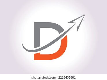 Logotipo Financiero Con Concepto De Letra D. Logo De Marketing Y Negocios Financieros. Logo vectorial moderno para flecha de crecimiento de marketing e identidad de la empresa