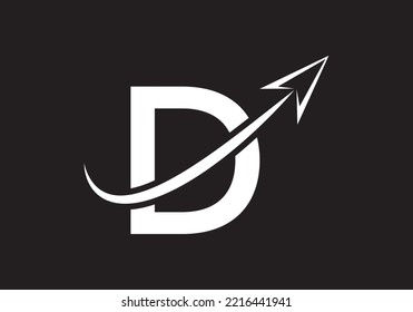 Logotipo Financiero Con Concepto De Letra D. Logo De Marketing Y Negocios Financieros. Logo vectorial moderno para flecha de crecimiento de marketing e identidad de la empresa