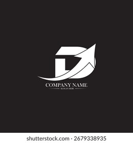 Finance Logo With D Letter Concept Marketing and Financial Business Logo With Growth Arrow	