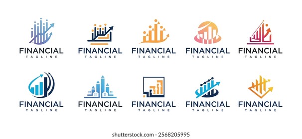 Finance logo design collection. Finance diagram logo template. Finance logo symbol icon