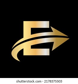 Finance logo with E Letter Concept. Marketing And Financial Business Logo. E Financial Logo Template with Marketing Growth Arrow