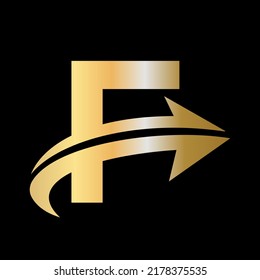 Finance logo with F Letter Concept. Marketing And Financial Business Logo. F Financial Logo Template with Marketing Growth Arrow