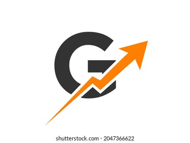 Logo de Finanzas con concepto de letra G. Logo De Marketing Y Negocios Financieros. G Plantilla de logotipo financiero con flecha de crecimiento de marketing