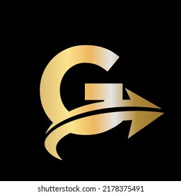 Finanzlogo mit G Letter Concept. Logo für Marketing und Finanzunternehmen. G Vorlage für finanzielle Logos mit Marketingwachstumsbogen