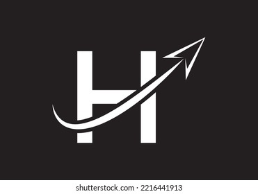 Finden Sie Logo mit H-Letter-Konzept. Logo für Marketing und Finanzunternehmen. Modernes Vektorlogo für Marketing Growth Arrow und Firmenidentität
